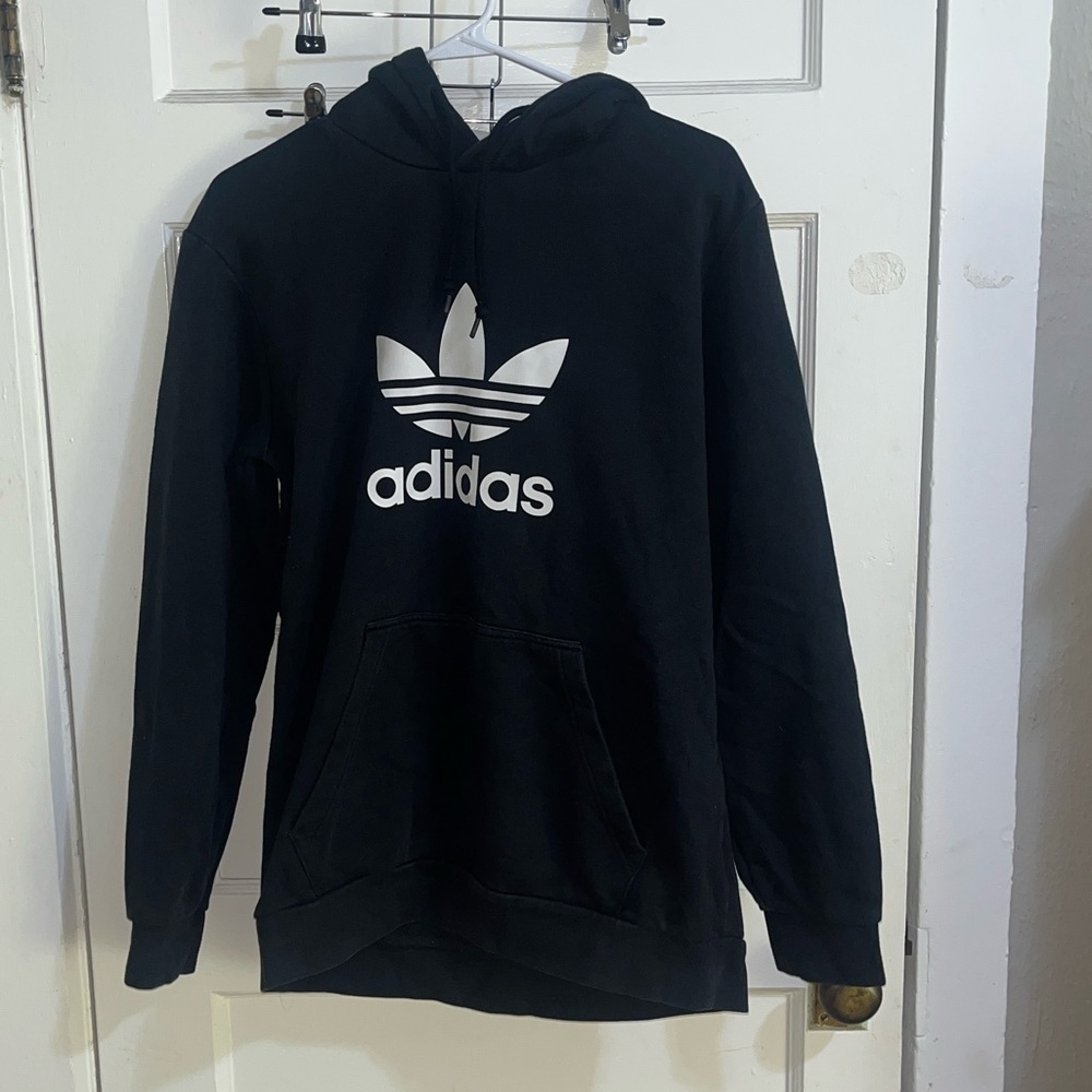 Adidas Black Hoodie with White Trefoil Logo